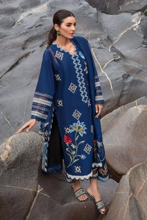 Designer Navy Blue Lawn Replica