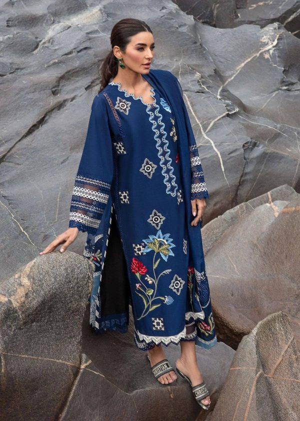 Designer Navy Blue Lawn Replica