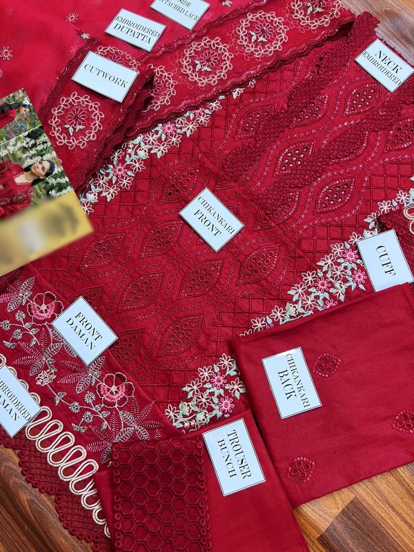 Designer Red Cotton Lawn Replica - Image 3
