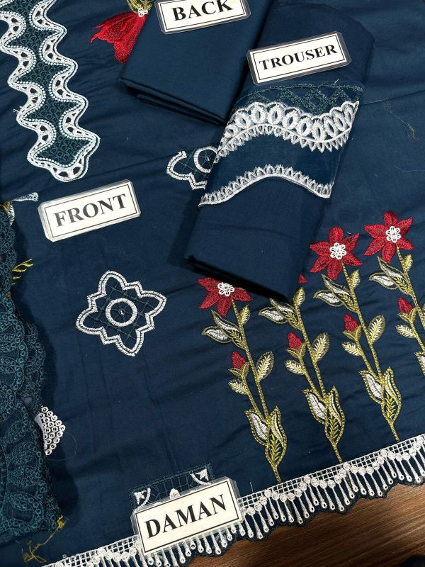 Designer Navy Blue Lawn Replica - Image 3