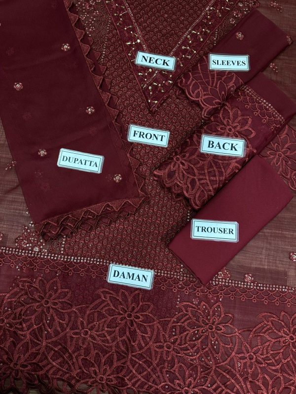 Designer Maroon Chiffon Replica - Image 2