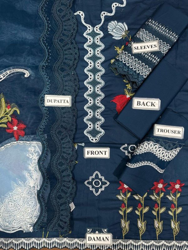 Designer Navy Blue Lawn Replica - Image 2