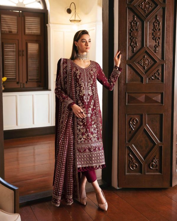Gulaal Maroon Chiffon Replica