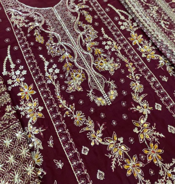 Gulaal Maroon Chiffon Replica - Image 3