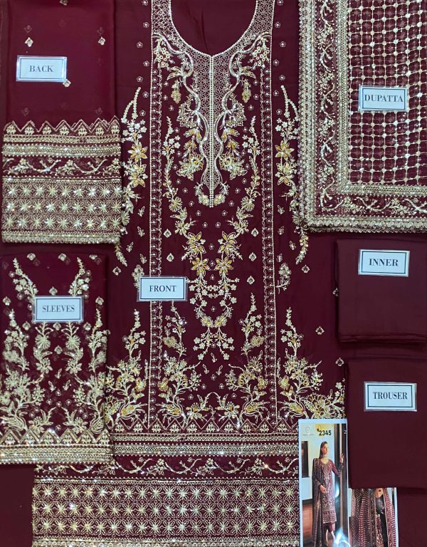 Gulaal Maroon Chiffon Replica - Image 2