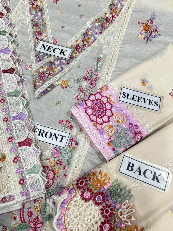 Qalamkar White Floral Cotton Lawn Replica - Image 4