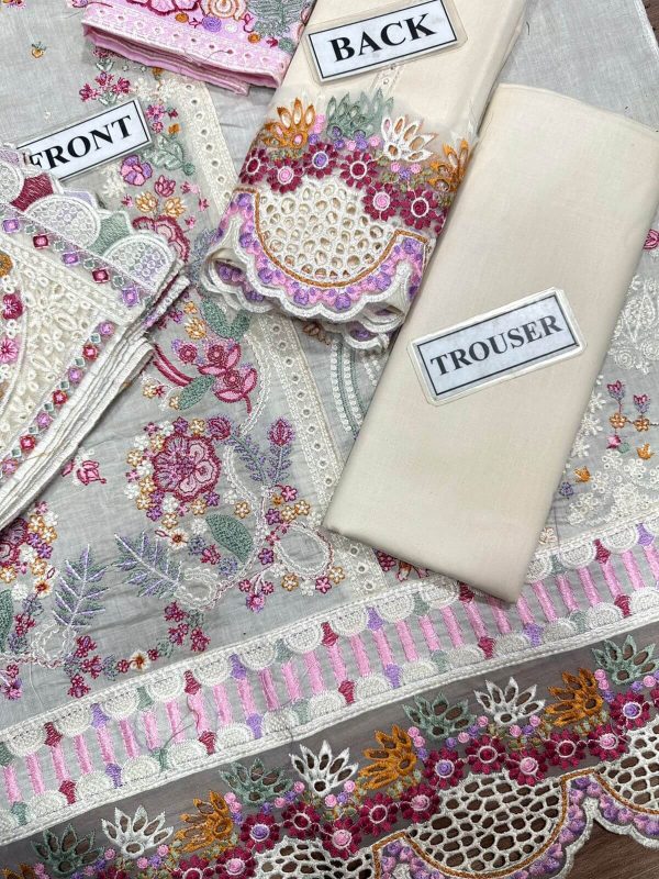 Qalamkar White Floral Cotton Lawn Replica - Image 3