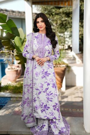 Designer White Floral Lawn Replica