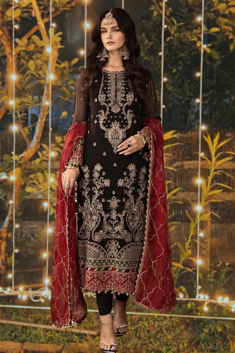 Asim jofa Black Diamond Chiffon Replica