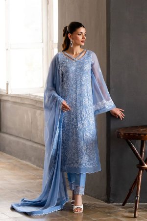 Azure Ice Blue Semi Pure Chiffon Replica