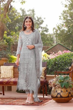 Designer Silver Organza Replica