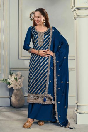 Vinay Teal Blue Chiffon Replica