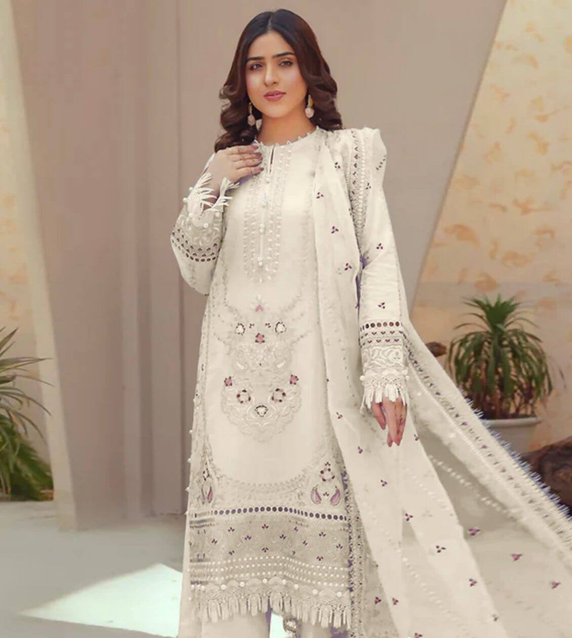 Agha Noor White Organza Replica