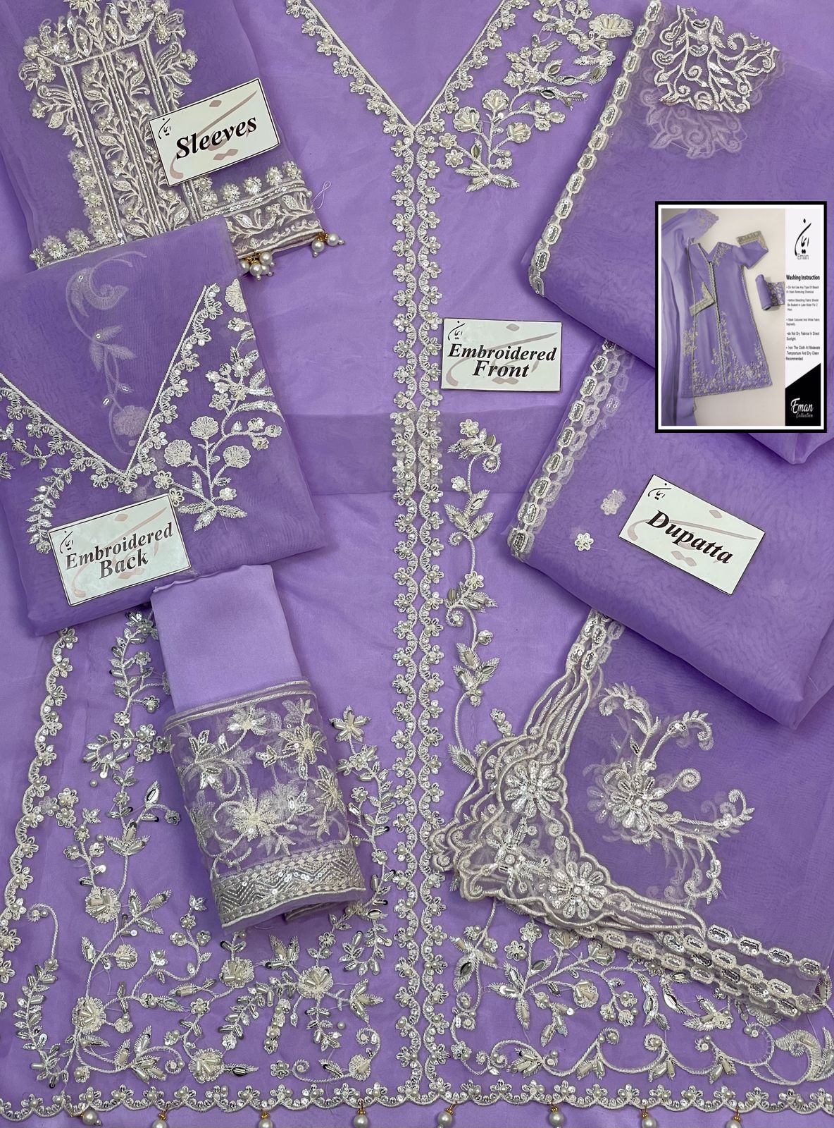 Agha Noor Lilac Organza Replica - Image 2