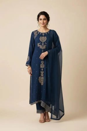 Agha Noor Zinc Blue Velvet Replica