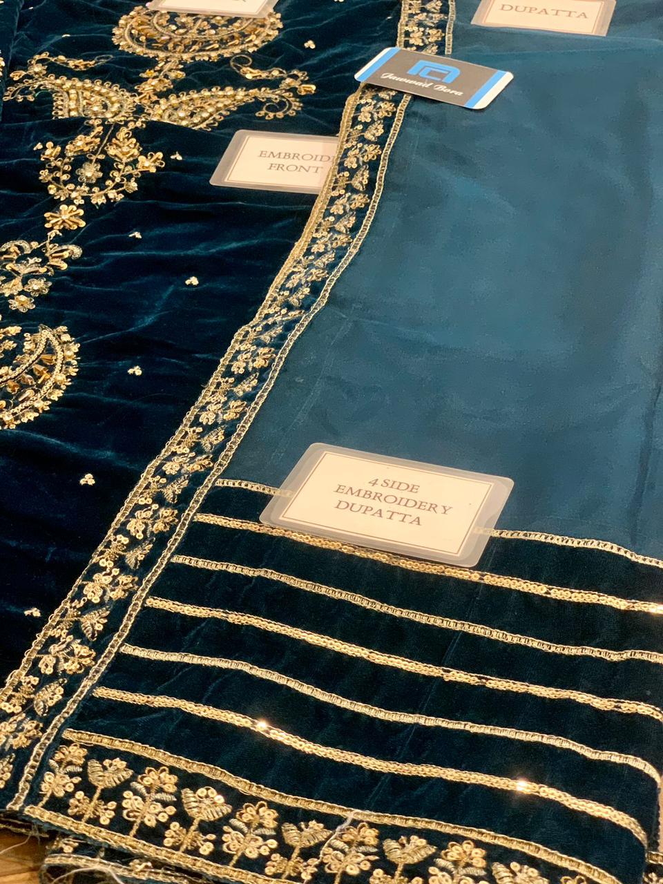 Agha Noor Zinc Blue Velvet Replica - Image 4