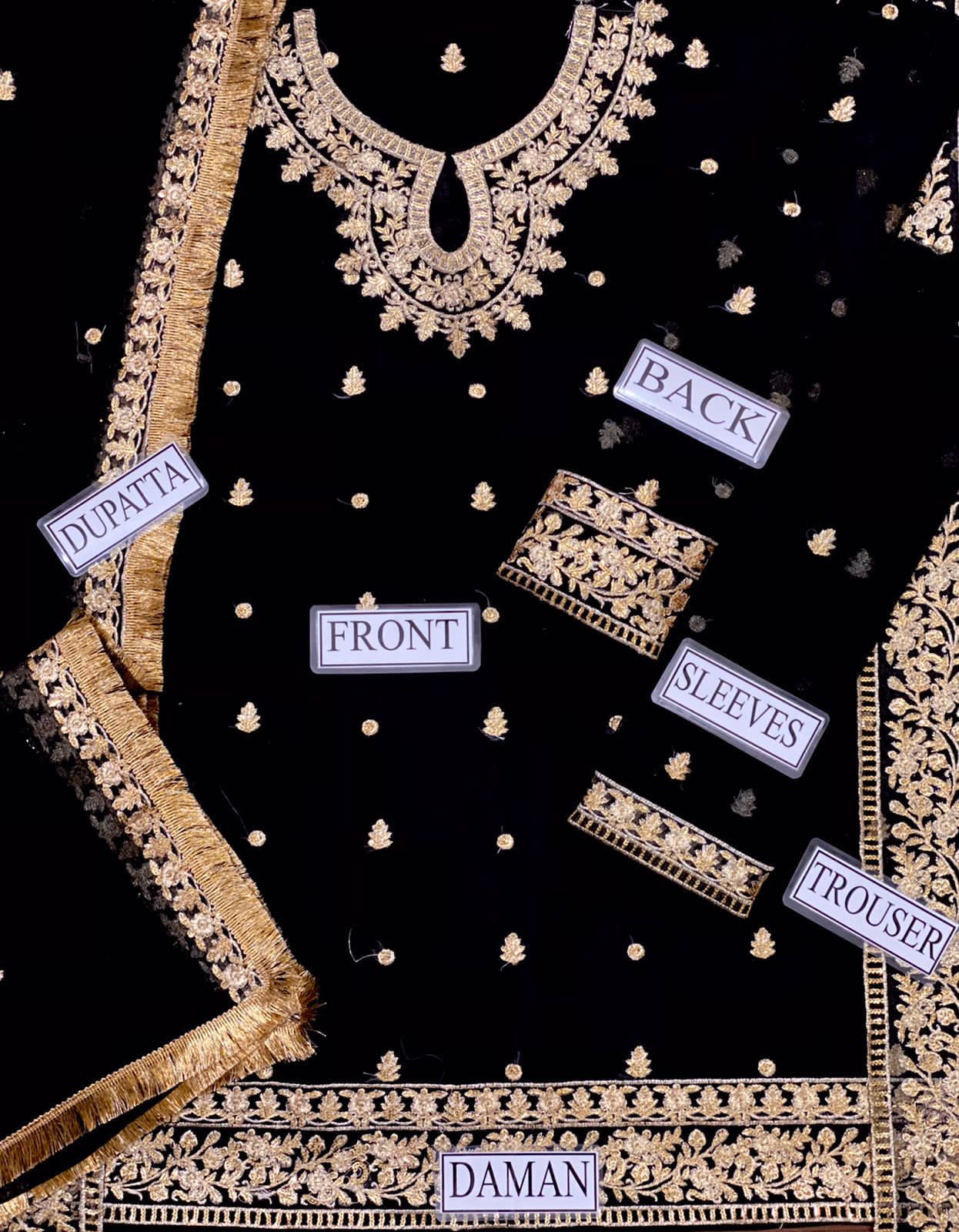 Asim jofa black Chiffon Replica