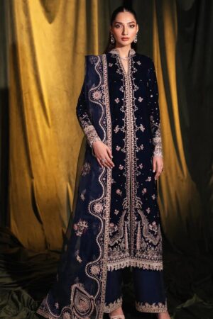 Qalamkar Dark Blue Velvet Replica