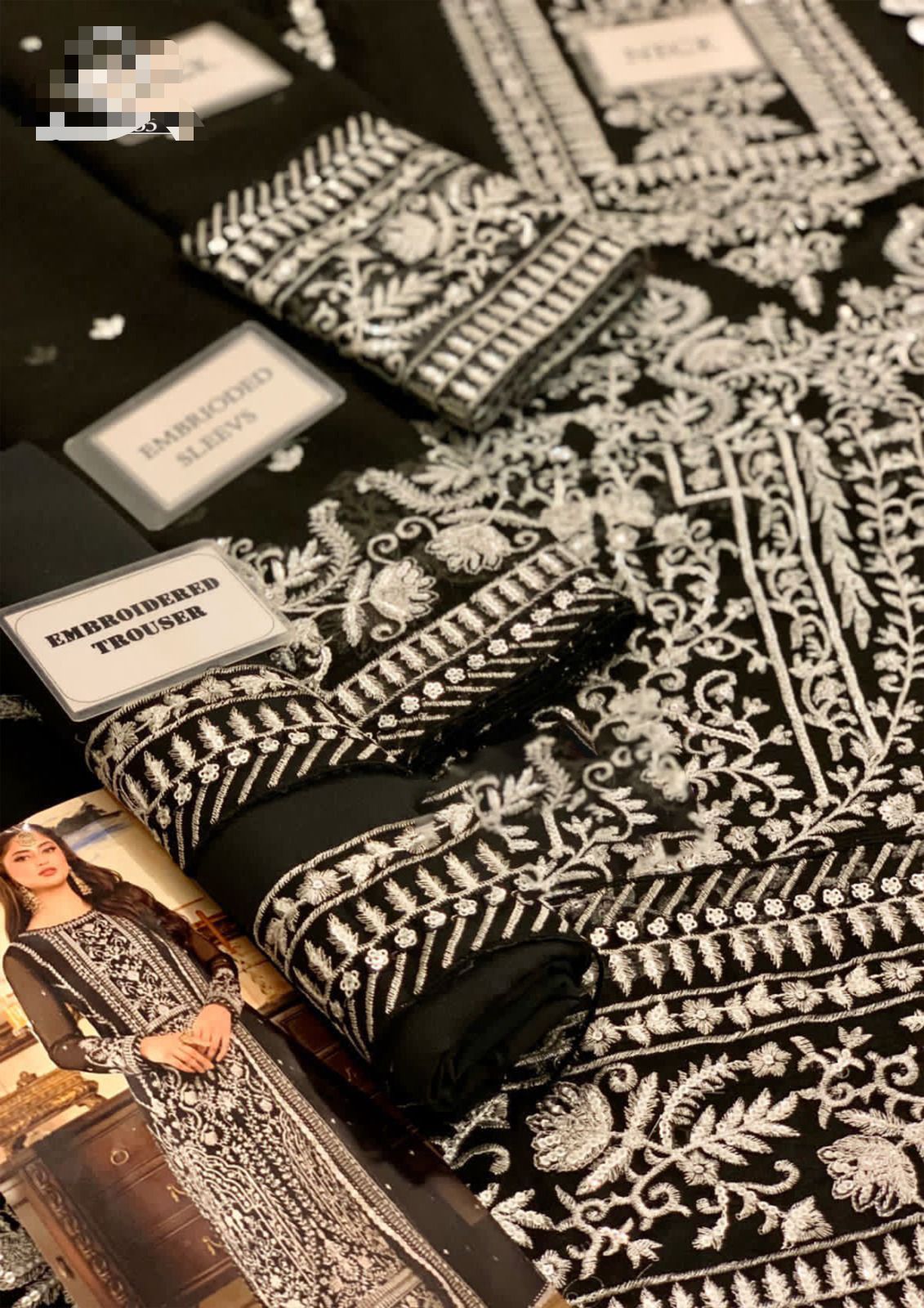 Asim jofa Black Chiffon Formal Wear Replica - Image 4