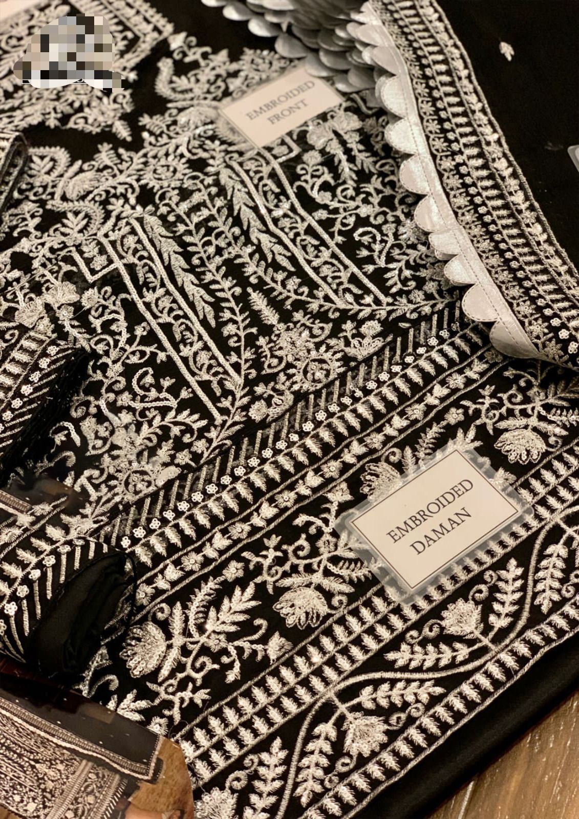 Asim jofa Black Chiffon Formal Wear Replica - Image 3