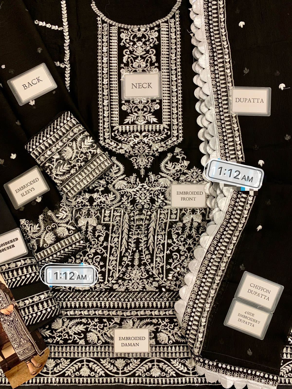 Asim jofa Black Chiffon Formal Wear Replica - Image 2