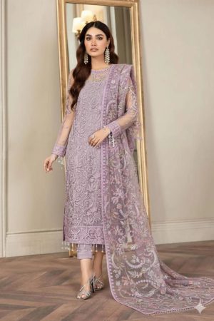 Zarif Violet Net Formal Wear Replica