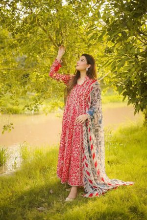 Aneela's White Printed Lawn Replica