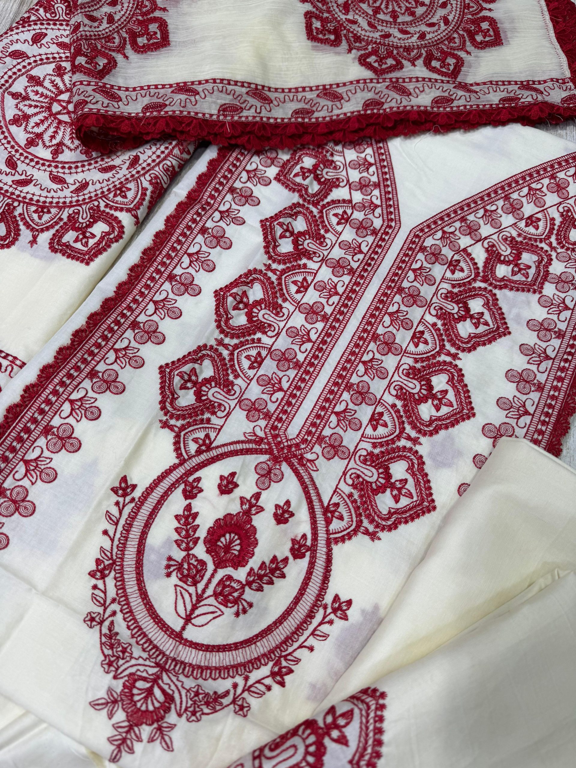 Designer White Cambric Cotton Replica - Image 3