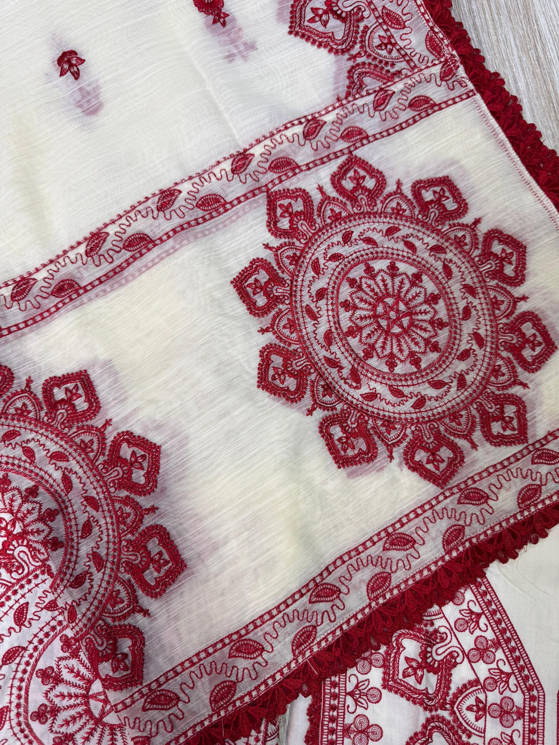 Designer White Cambric Cotton Replica - Image 5