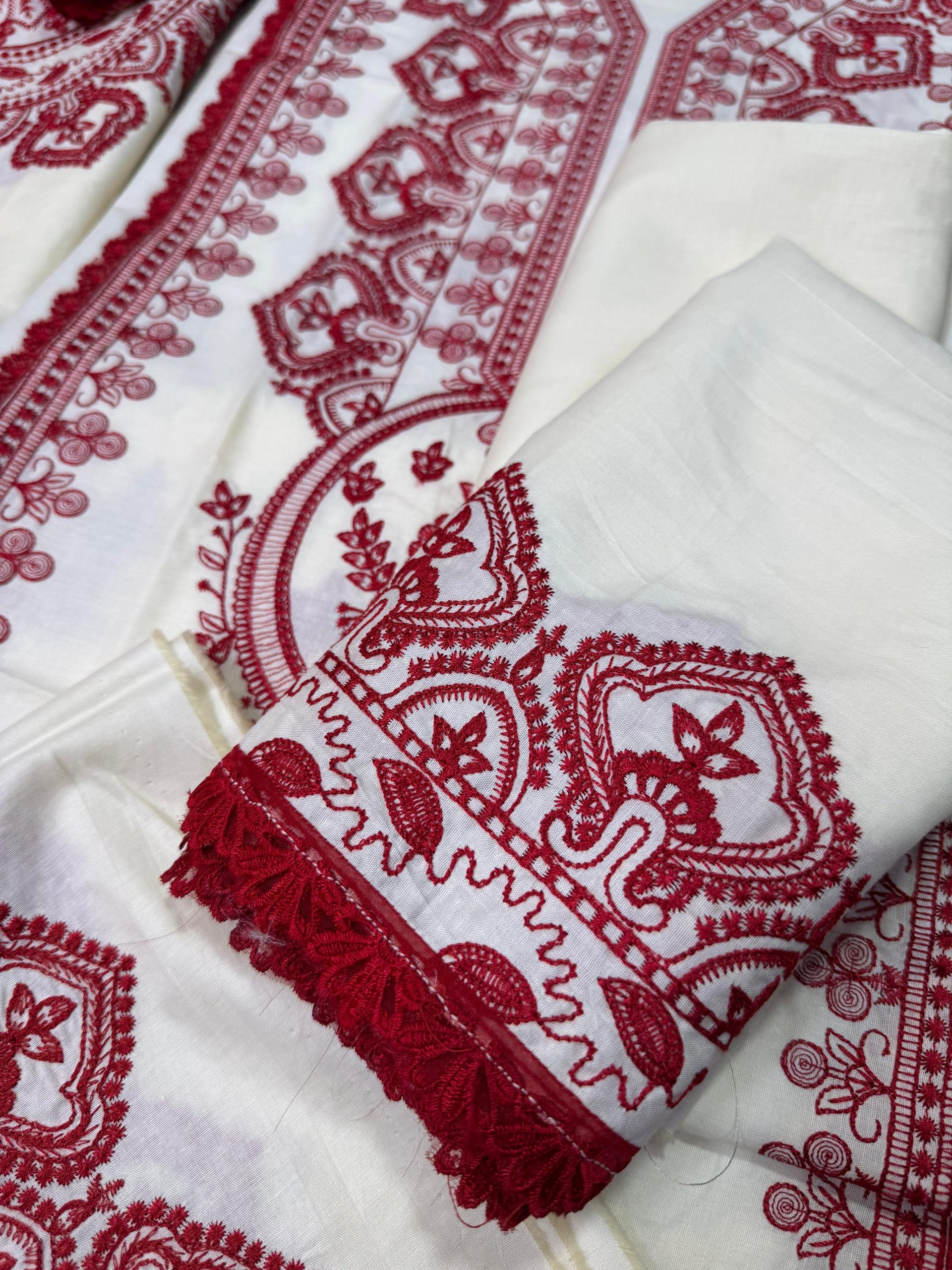 Designer White Cambric Cotton Replica - Image 4