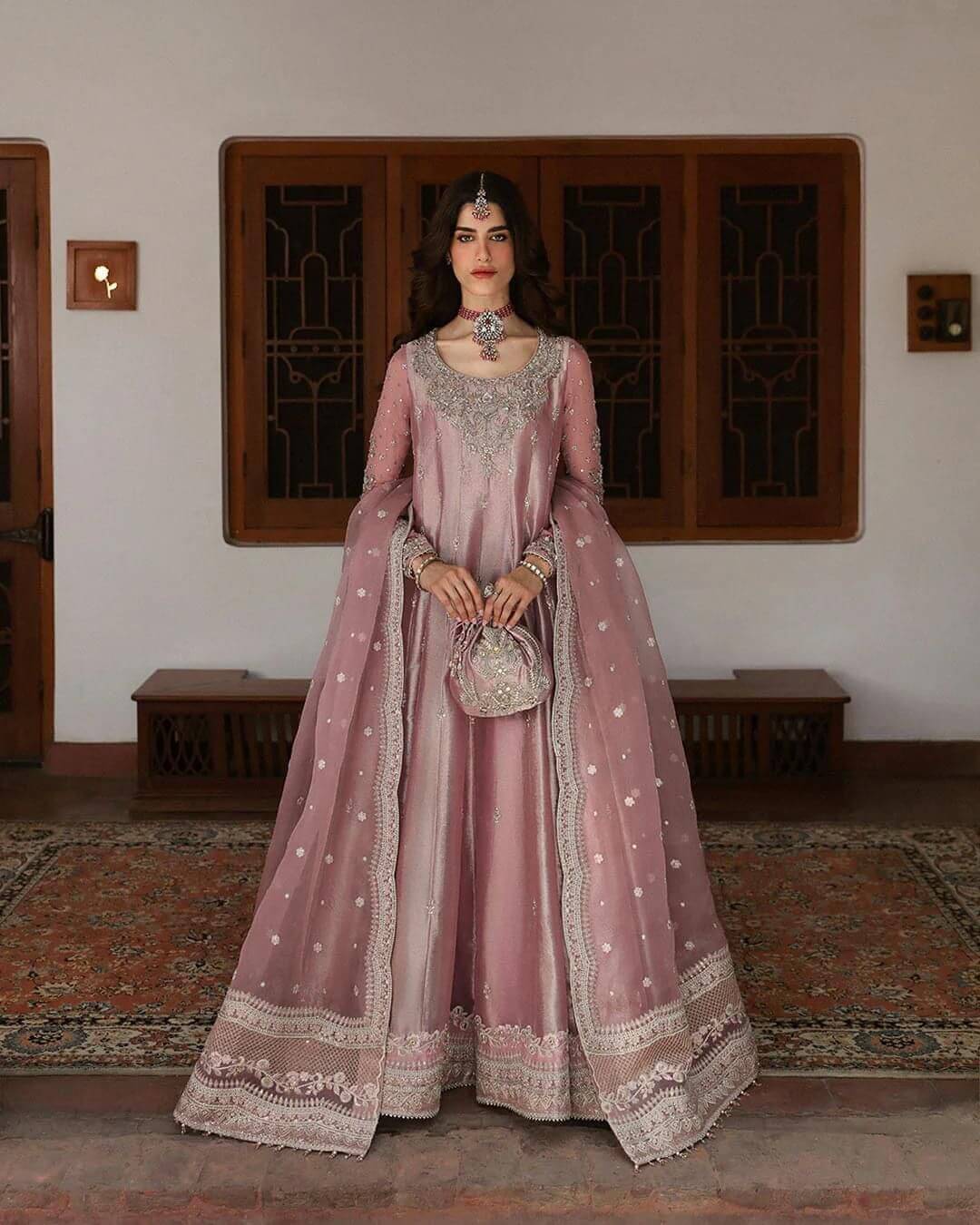 Faiza Saqlain Sheesha Silk Wedding Wear Replica