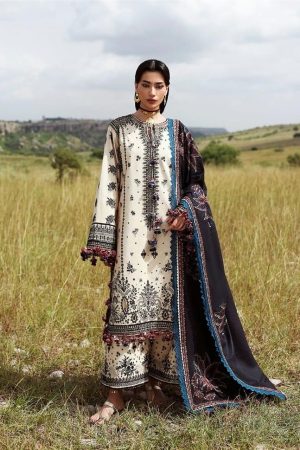 Hussain Rehar White And Black Cotton Replica