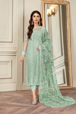 Zarif Pista Green Net Party Wear Replica