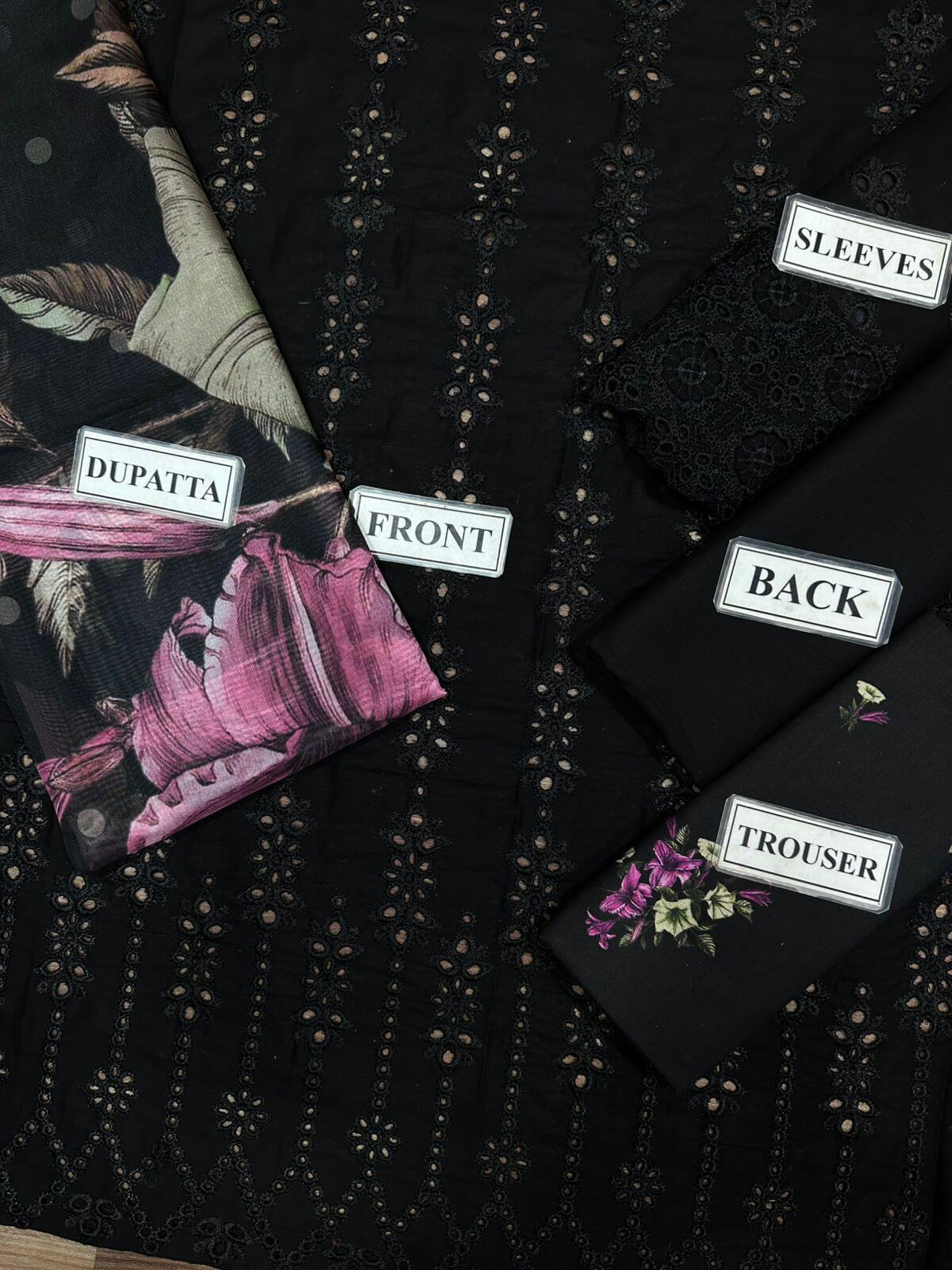 Iznik Black Chikankari Lawn Replica - Image 2