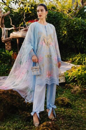 Maria b M Prints Ice Blue Lawn Replica