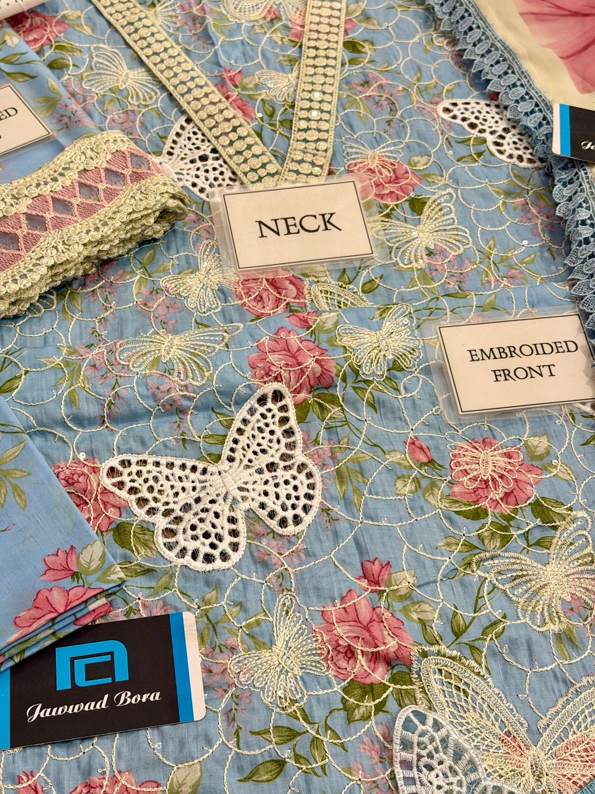 Maria b M Prints Ice Blue Lawn Replica - Image 3