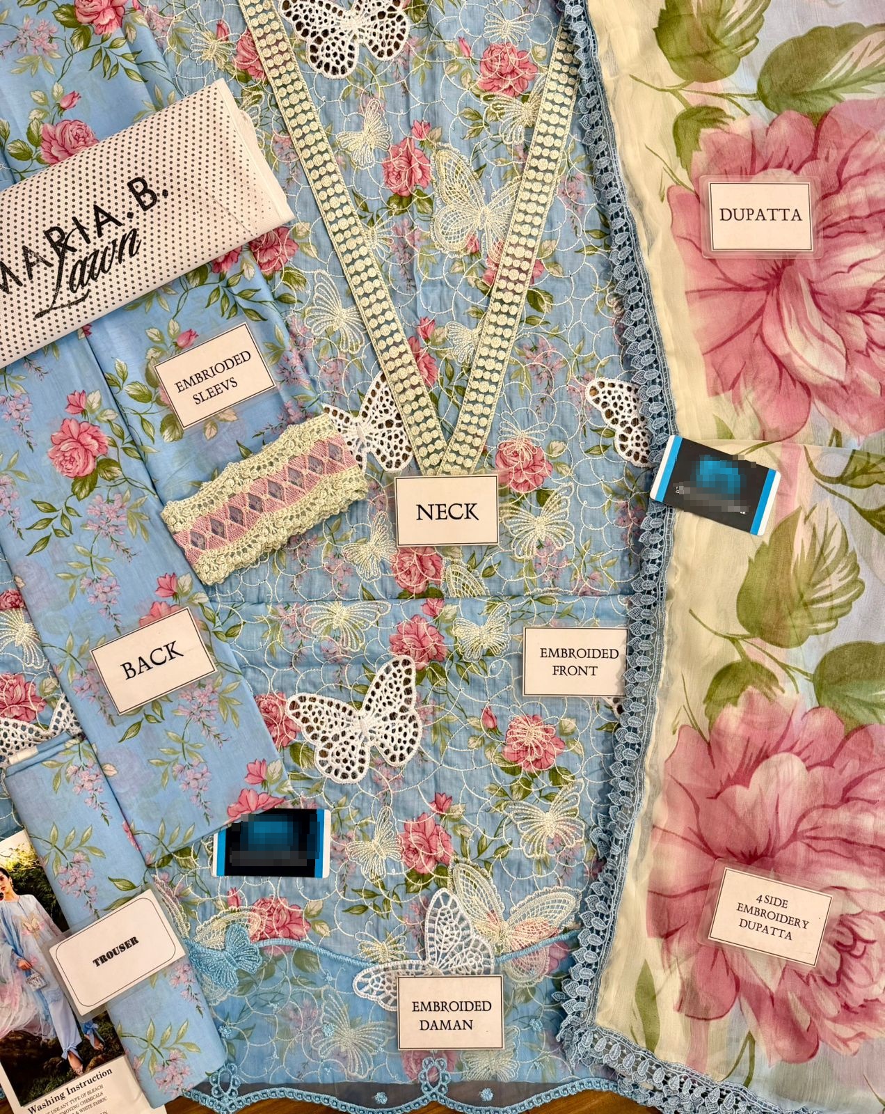 Maria b M Prints Ice Blue Lawn Replica - Image 2