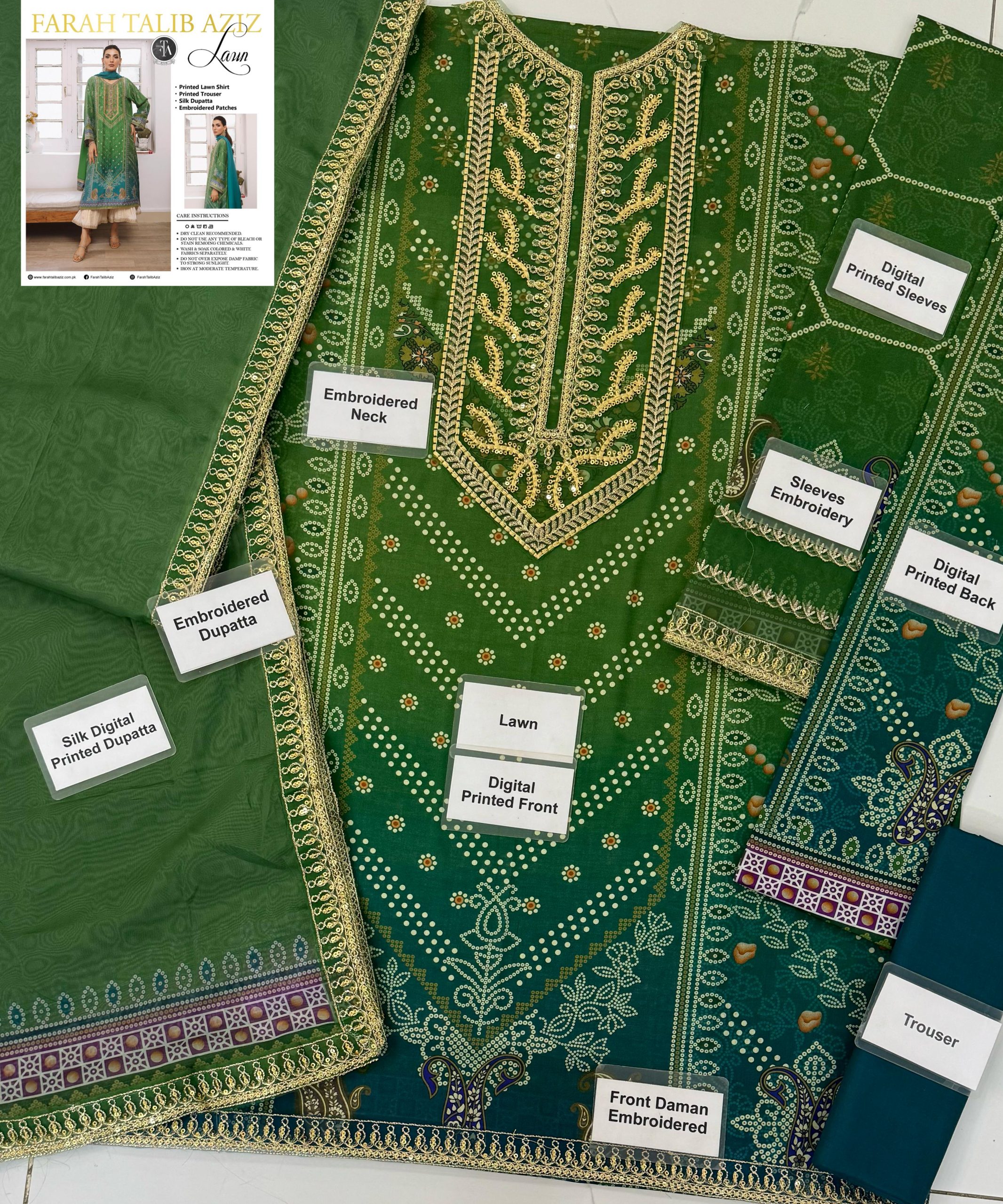 Farah Talib Aziz Izma Ombre Lawn Replica - Image 2