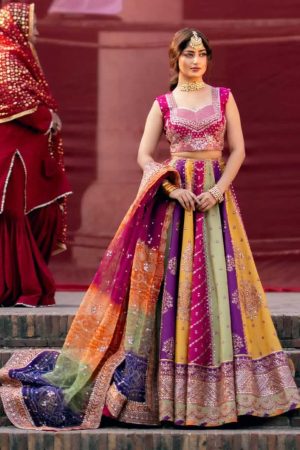 Bin ILyas Raw Silk Multicolor Bridal Replica