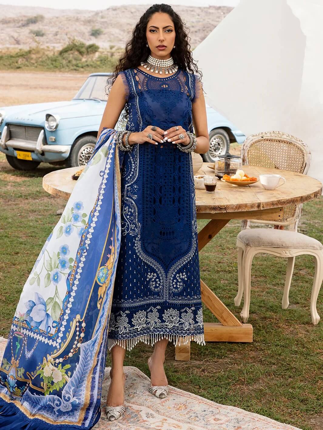 Bin ilyas Blue Lawn Formal Wear Replica