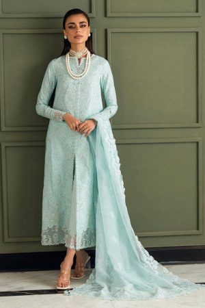 Qalamkar Ice Blue Lawn Replica