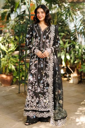 Afrozeh Black Floral Lawn Replica