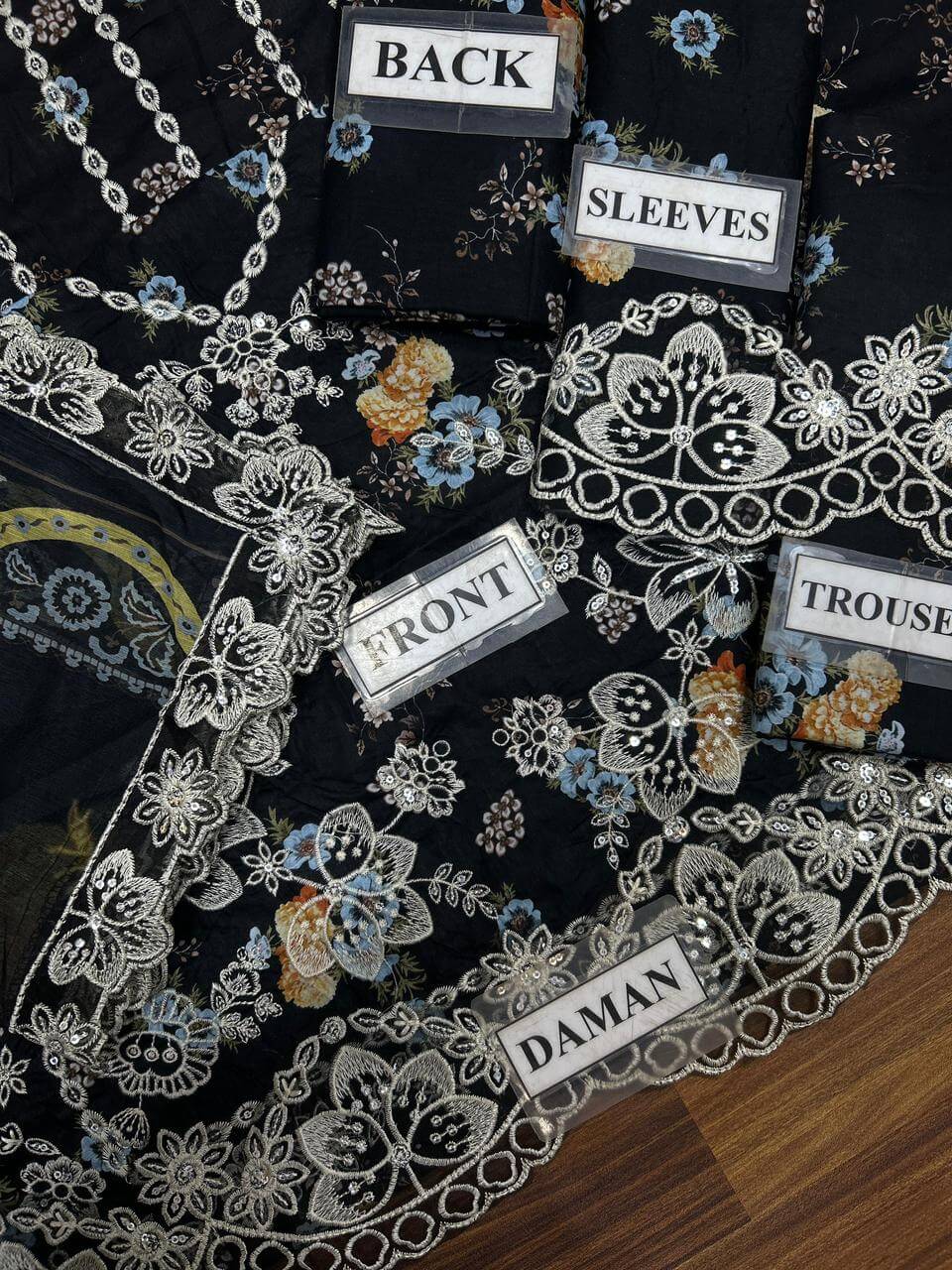 Afrozeh Black Floral Lawn Replica - Image 4