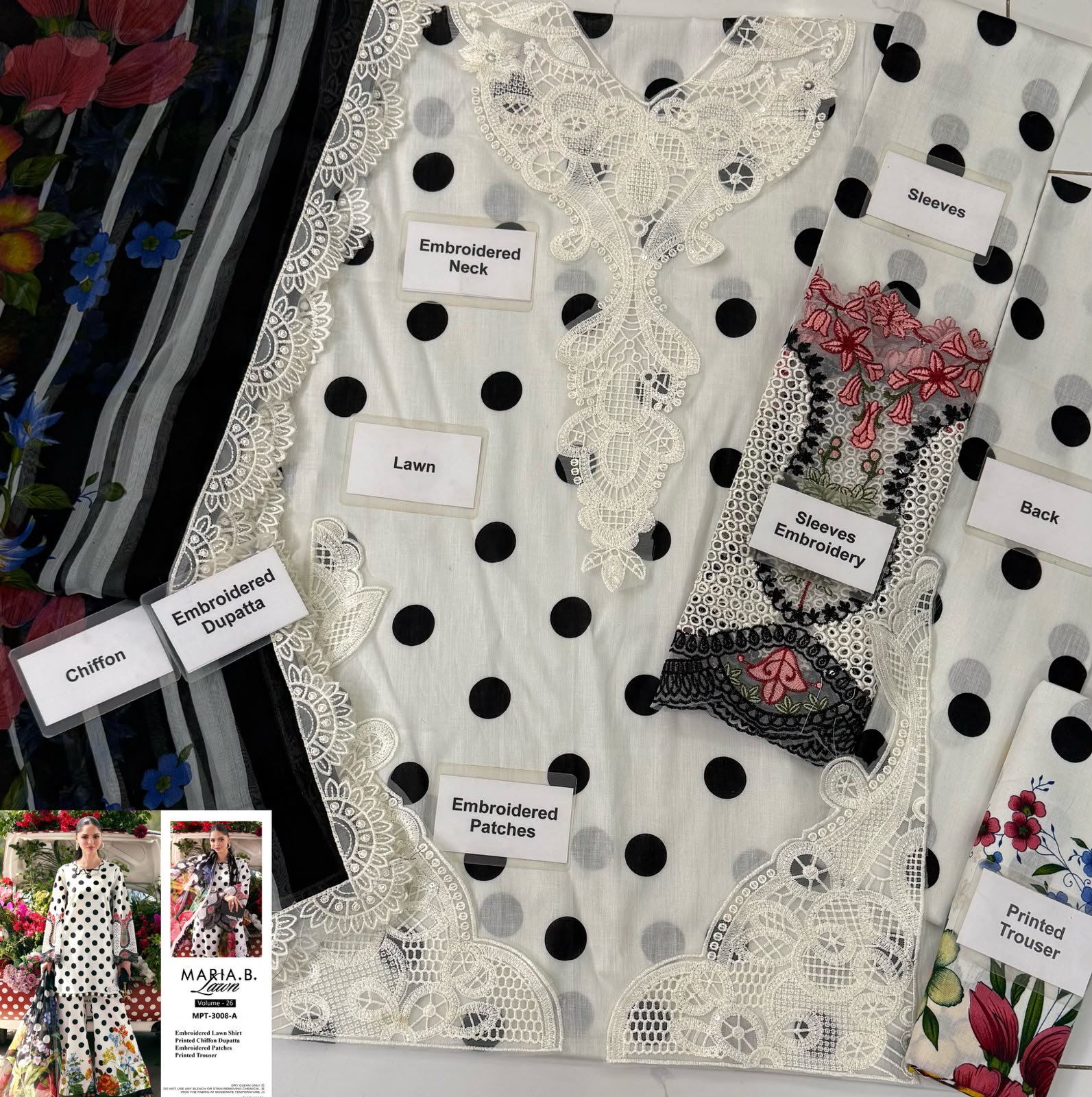 Maria b Printed Polka Dot Lawn Replica - Image 2