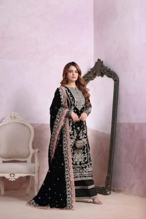 Aneela's Black Velvet Party Wear Replica