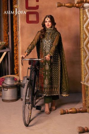 Asim jofa Semi Pure Chiffon Party Wear Replica