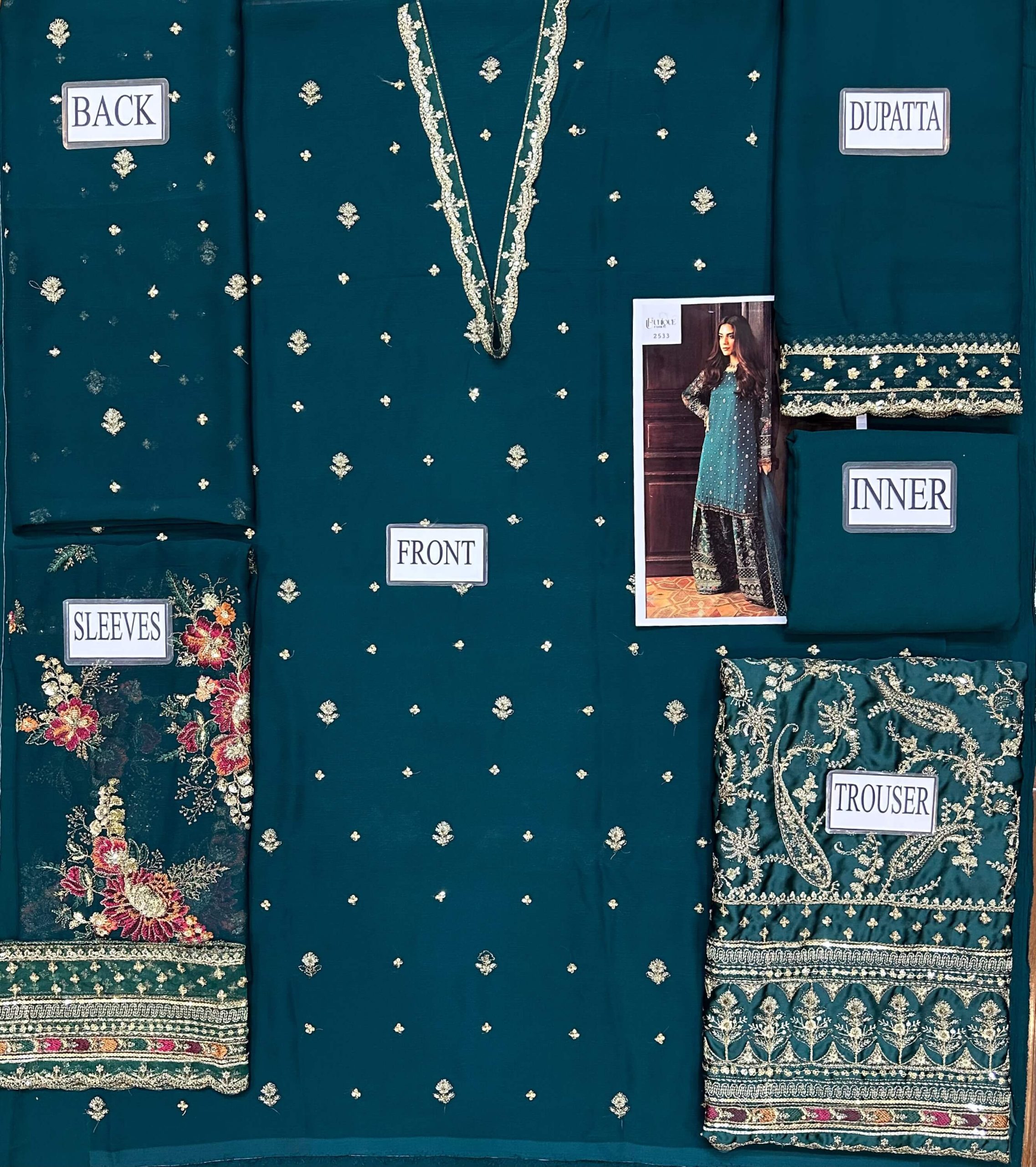 Charizma Sea Green Semi Pure Chiffon Replica - Image 2