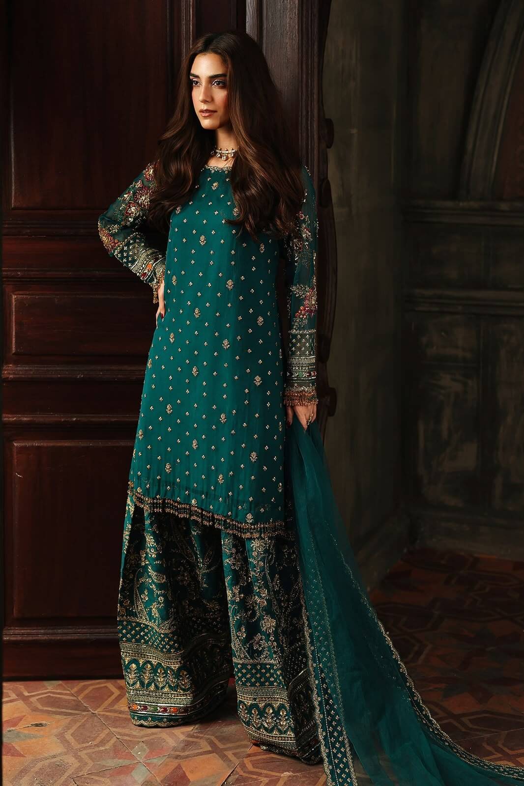Charizma Sea Green Semi Pure Chiffon Replica