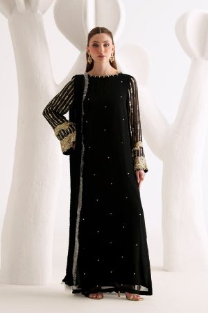 Designer Black Chiffon Party Wear Replica