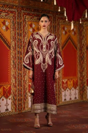 Ethnic Deep Maroon Silk Replica